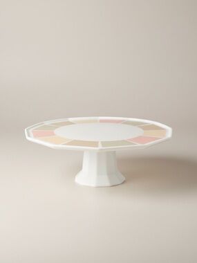 BETA TOSCANY Japanese ceramic cake stand octagonal Serving Plate 80s 90s Pastel